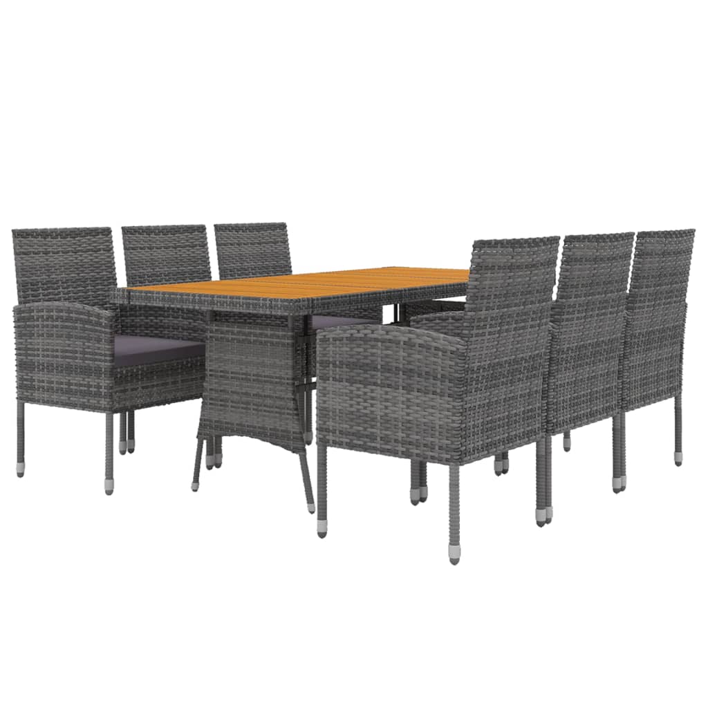 Ensemble à manger d'extérieur 7 pcs Résine tressée Gris