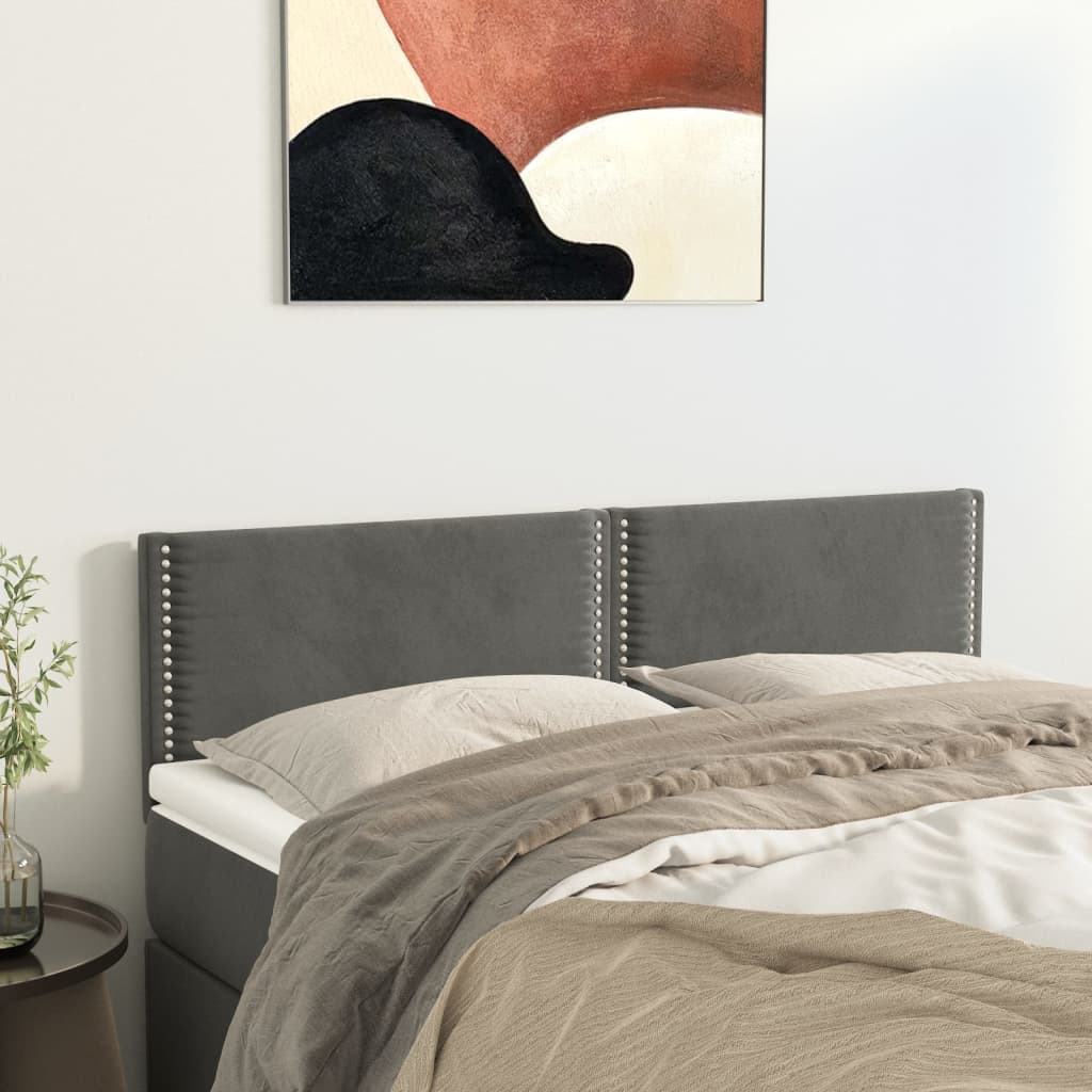 Têtes de lit 2 pcs Gris foncé 72x5x78/88 cm Velours - XIOS
