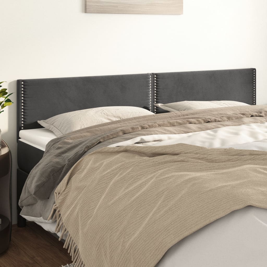 Têtes de lit 2 pcs Gris foncé 90x5x78/88 cm Velours - XIOS