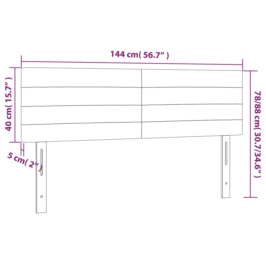 Têtes de lit Marron foncé 144 x 5 x 78/88 cm Tissu - XIOS