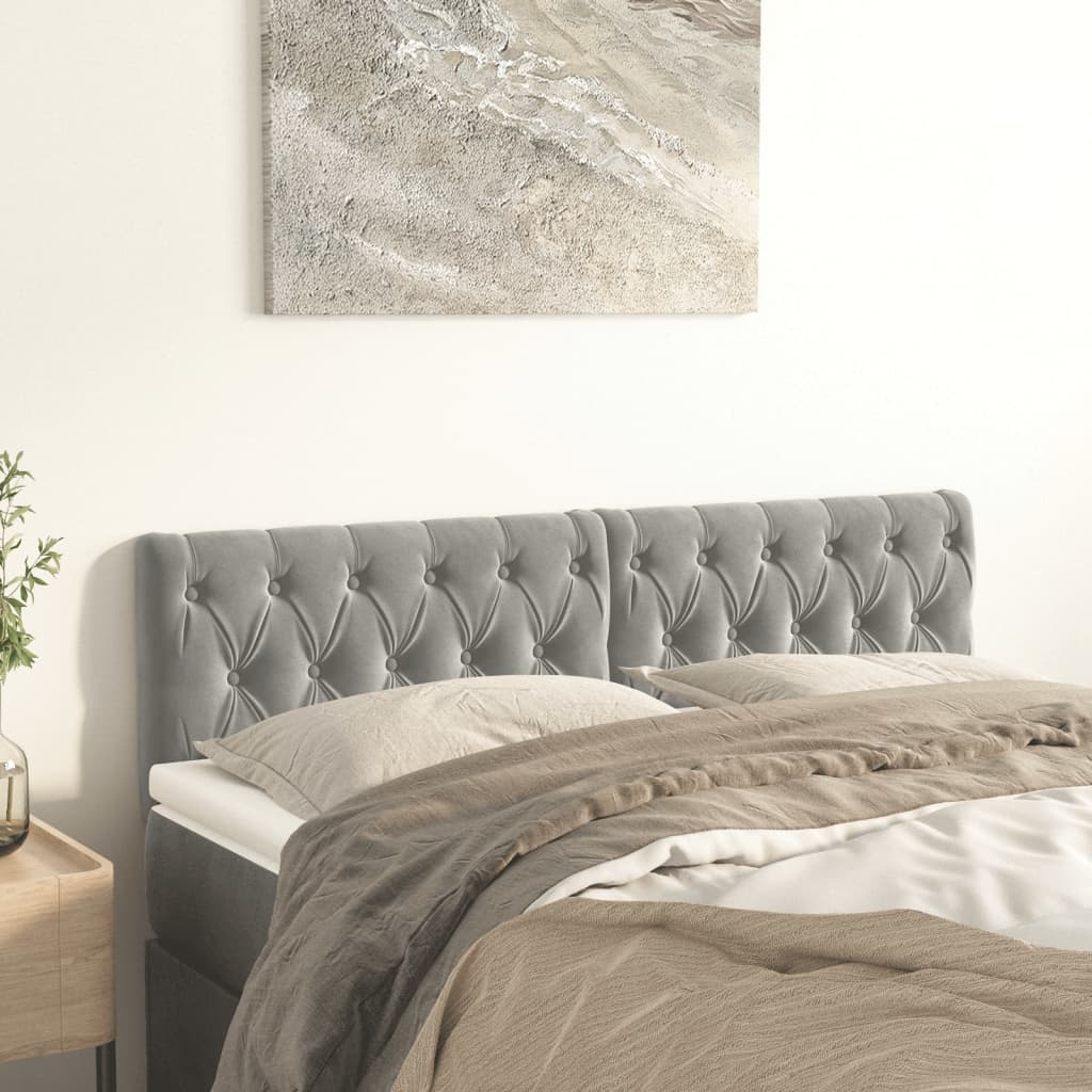 Têtes de lit Gris clair 144 x 7 x 78/88 cm Velours - XIOS