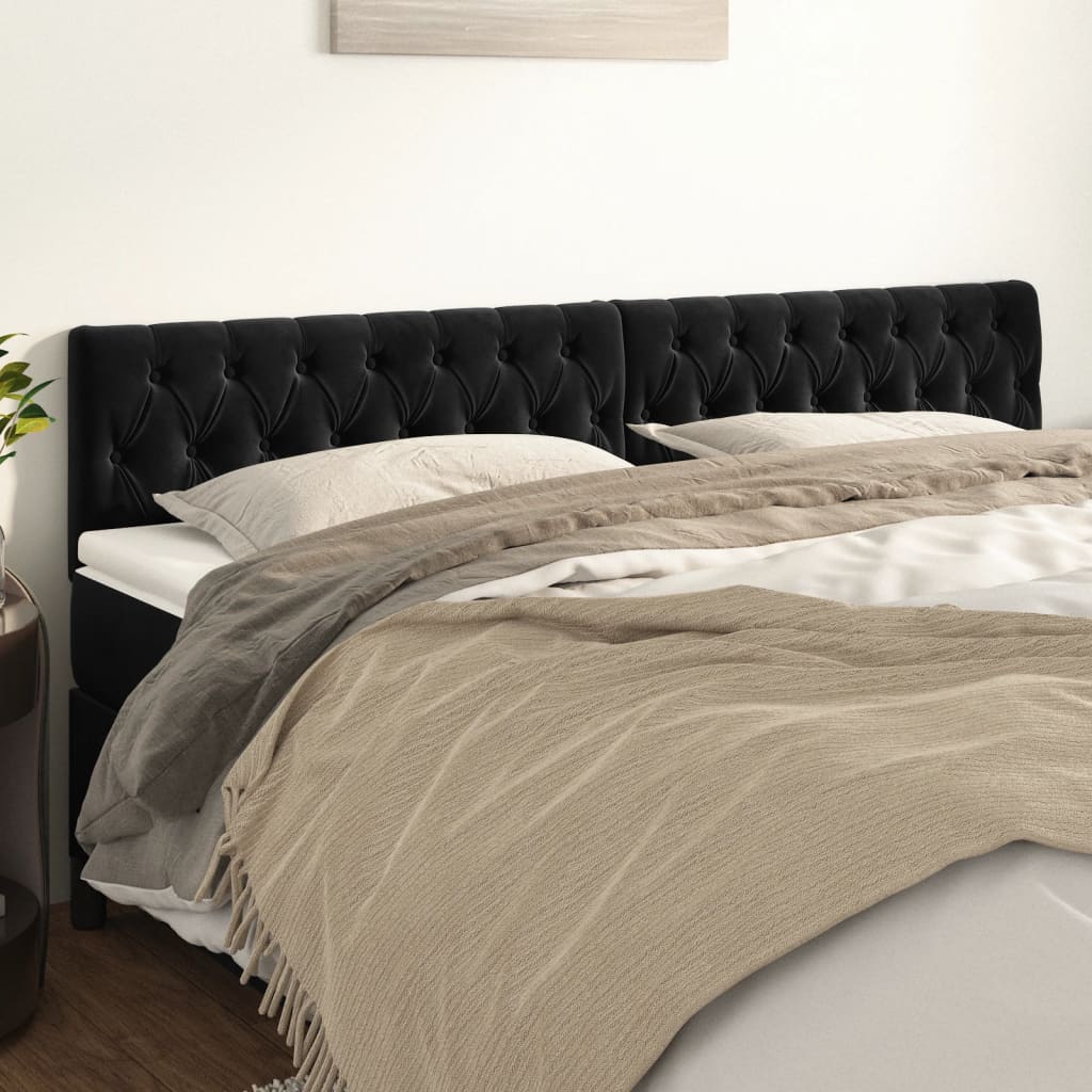 Têtes de lit 2 pcs Noir 100x7x78/88 cm Velours - XIOS