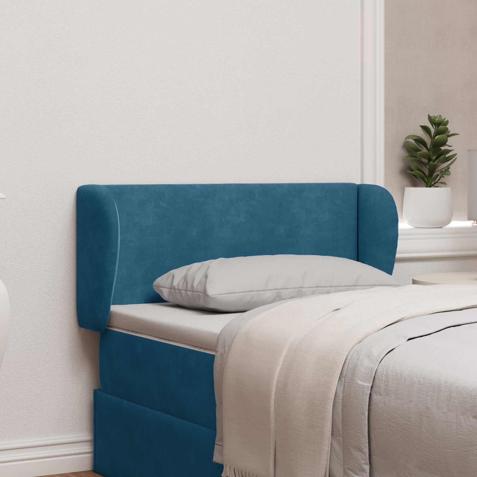 Oreille de tête de lit Bleu 40 x 23 x 6 cm Velours - XIOS