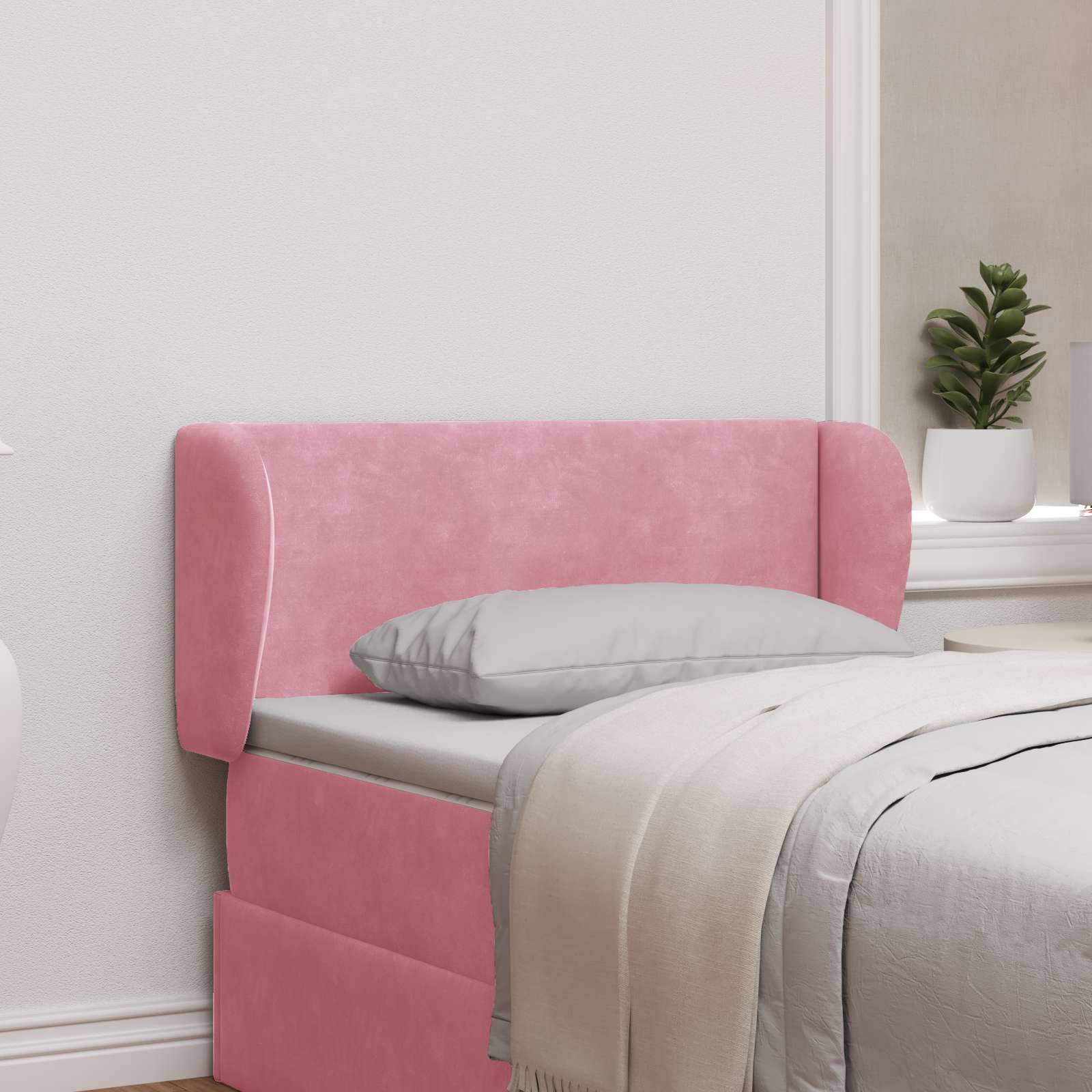 Oreille de tête de lit Rose 40 x 23 x 6 cm Velours - XIOS