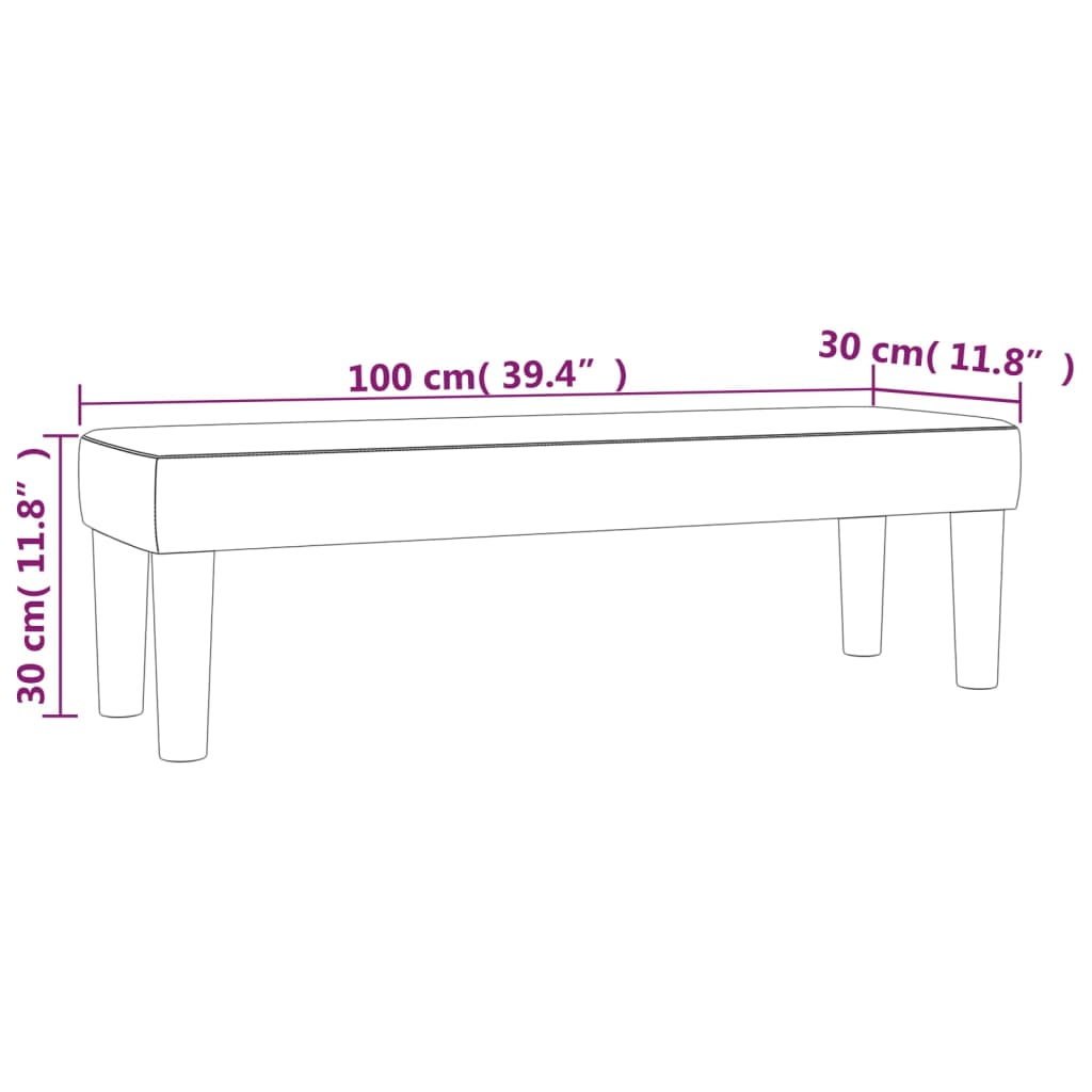 Banc Gris foncé 100x30x30 cm Tissu - XIOS