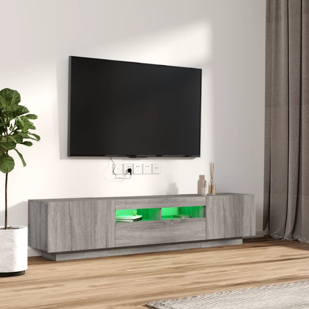 Ensemble de meubles TV avec lumières LED 2 pcs Sonoma gris - XIOS