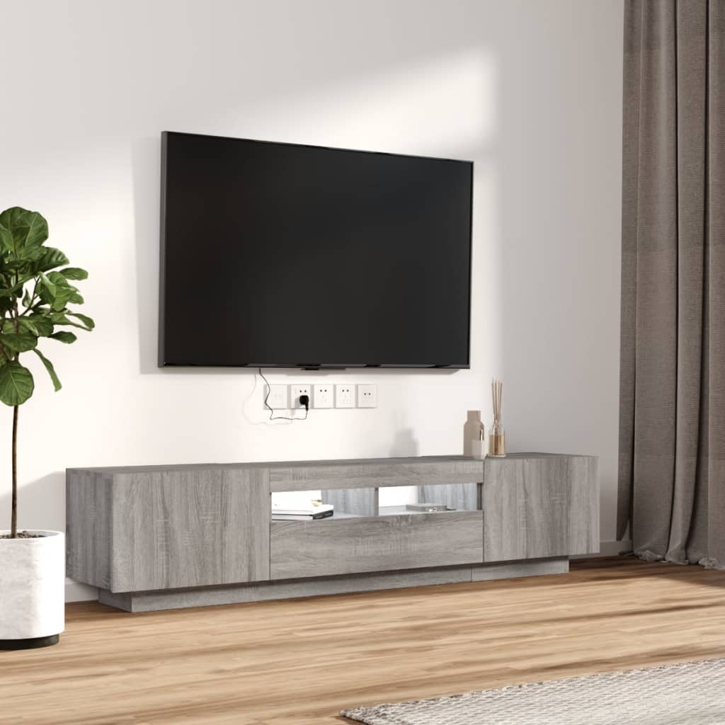 Ensemble de meubles TV avec lumières LED 2 pcs Sonoma gris - XIOS
