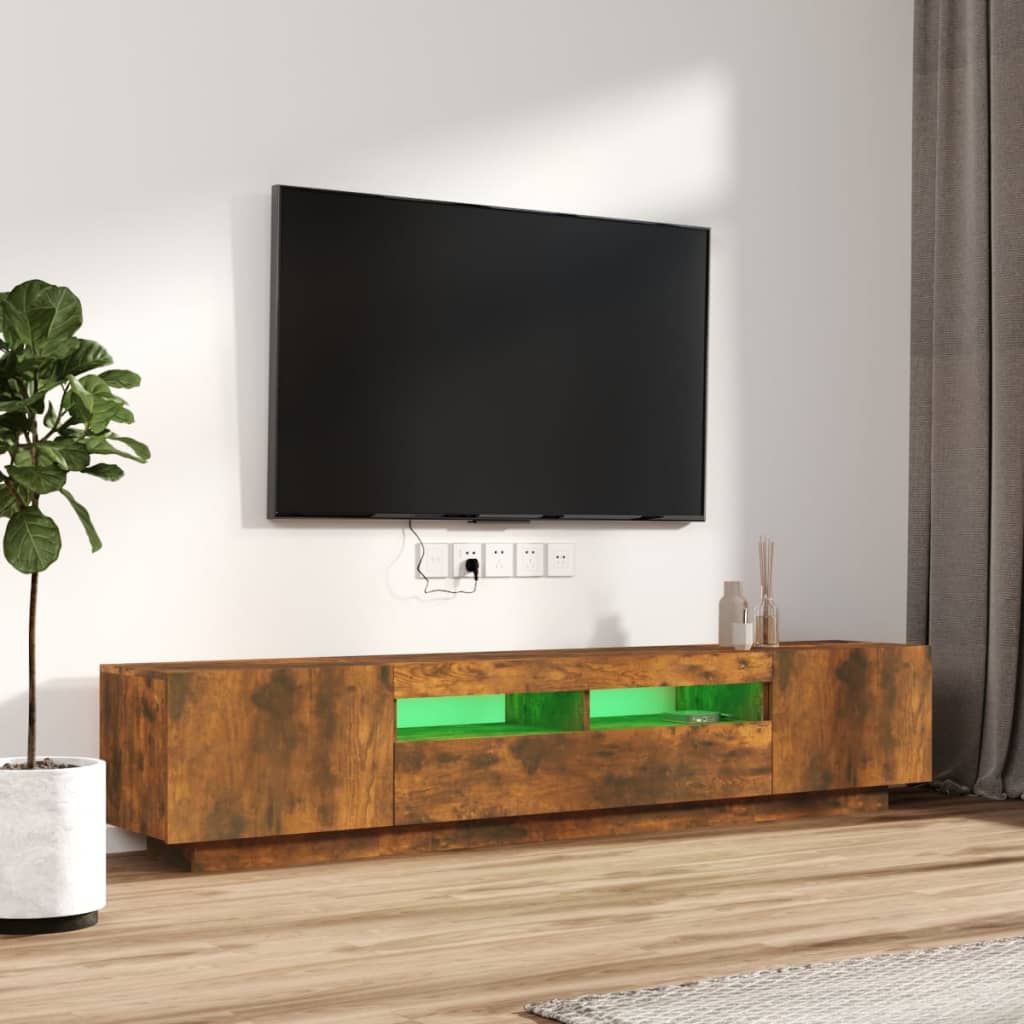 Ensemble de meubles TV avec lumières LED 2 pcs Chêne fumé - XIOS