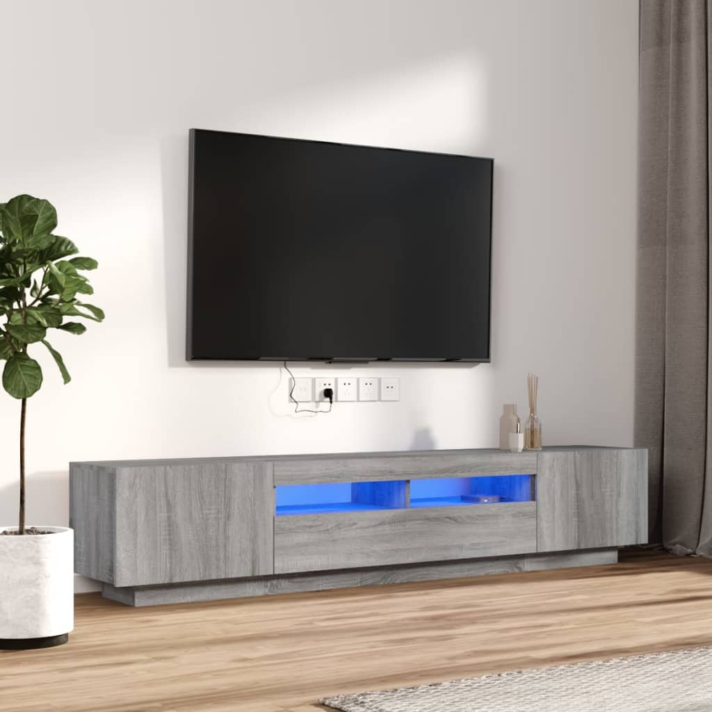 Ensemble de meubles TV avec lumières LED 2 pcs Sonoma gris - XIOS
