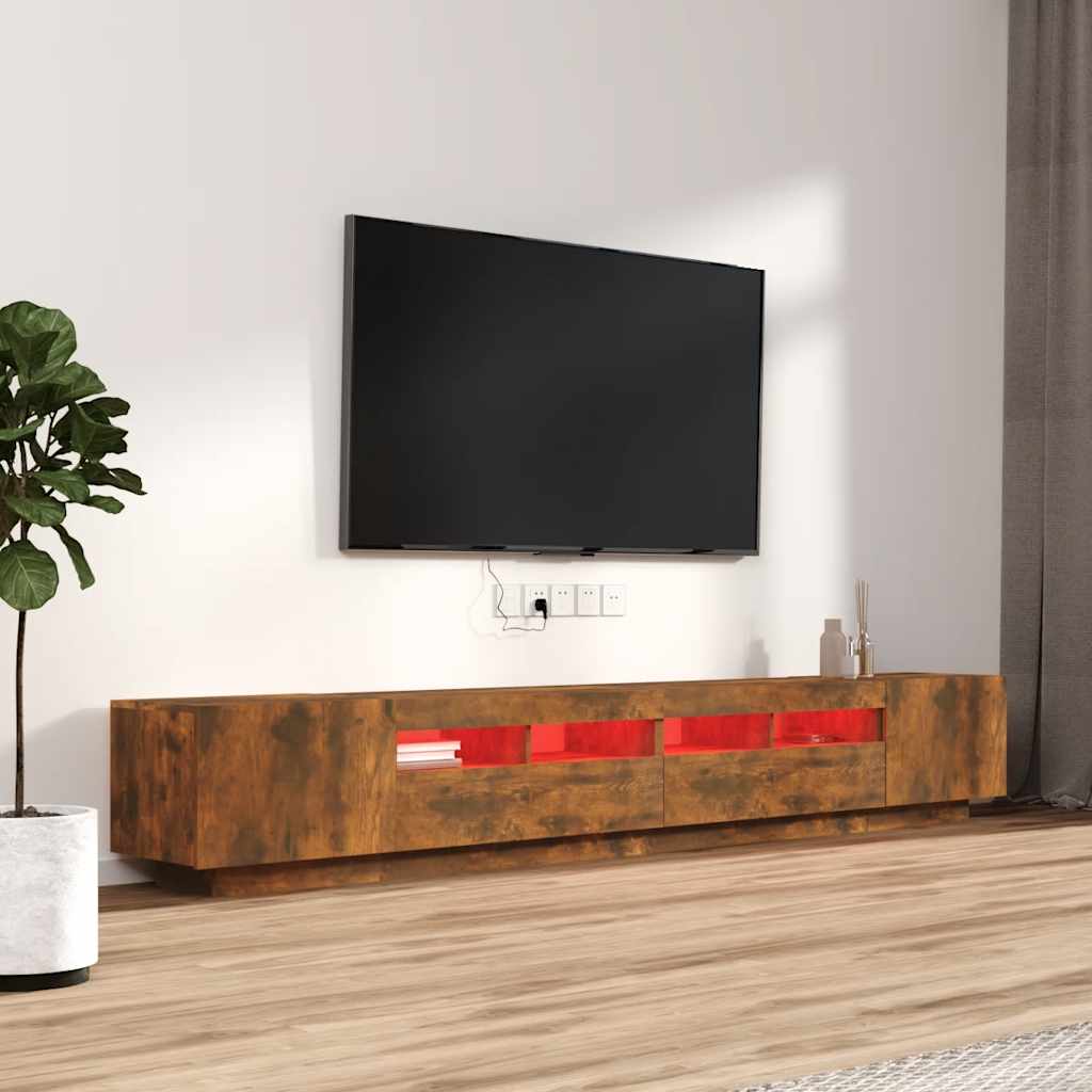 Ensemble de meubles TV avec lumières LED 3 pcs Chêne fumé - XIOS
