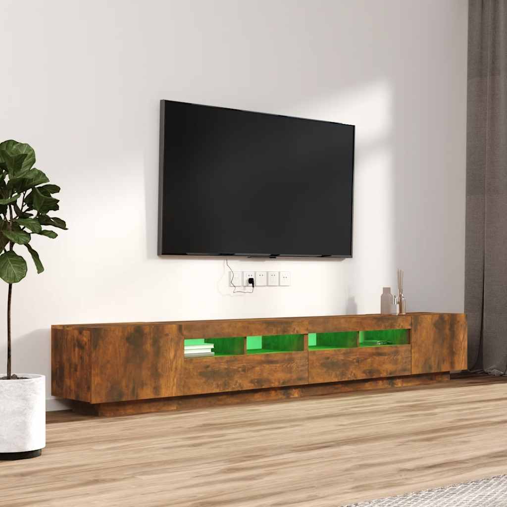 Ensemble de meubles TV avec lumières LED 3 pcs Chêne fumé - XIOS
