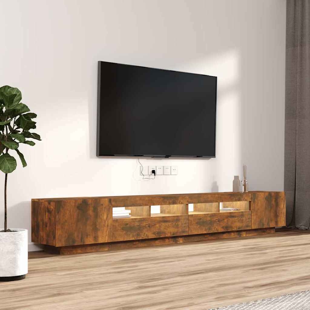 Ensemble de meubles TV avec lumières LED 3 pcs Chêne fumé - XIOS