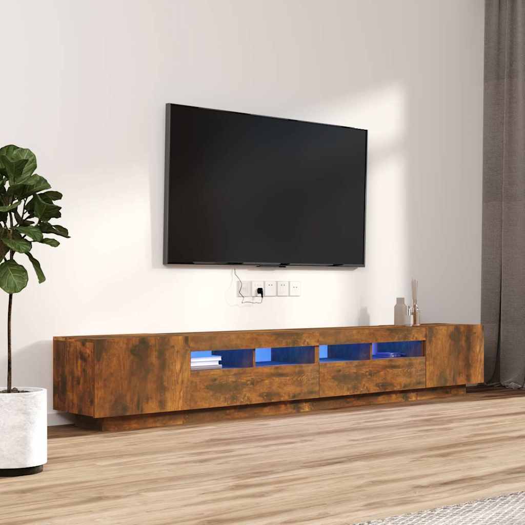 Ensemble de meubles TV avec lumières LED 3 pcs Chêne fumé - XIOS