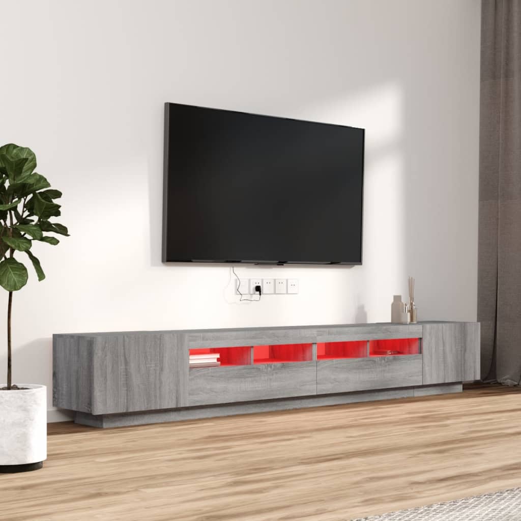 Ensemble de meubles TV avec lumières LED 3 pcs Sonoma gris - XIOS