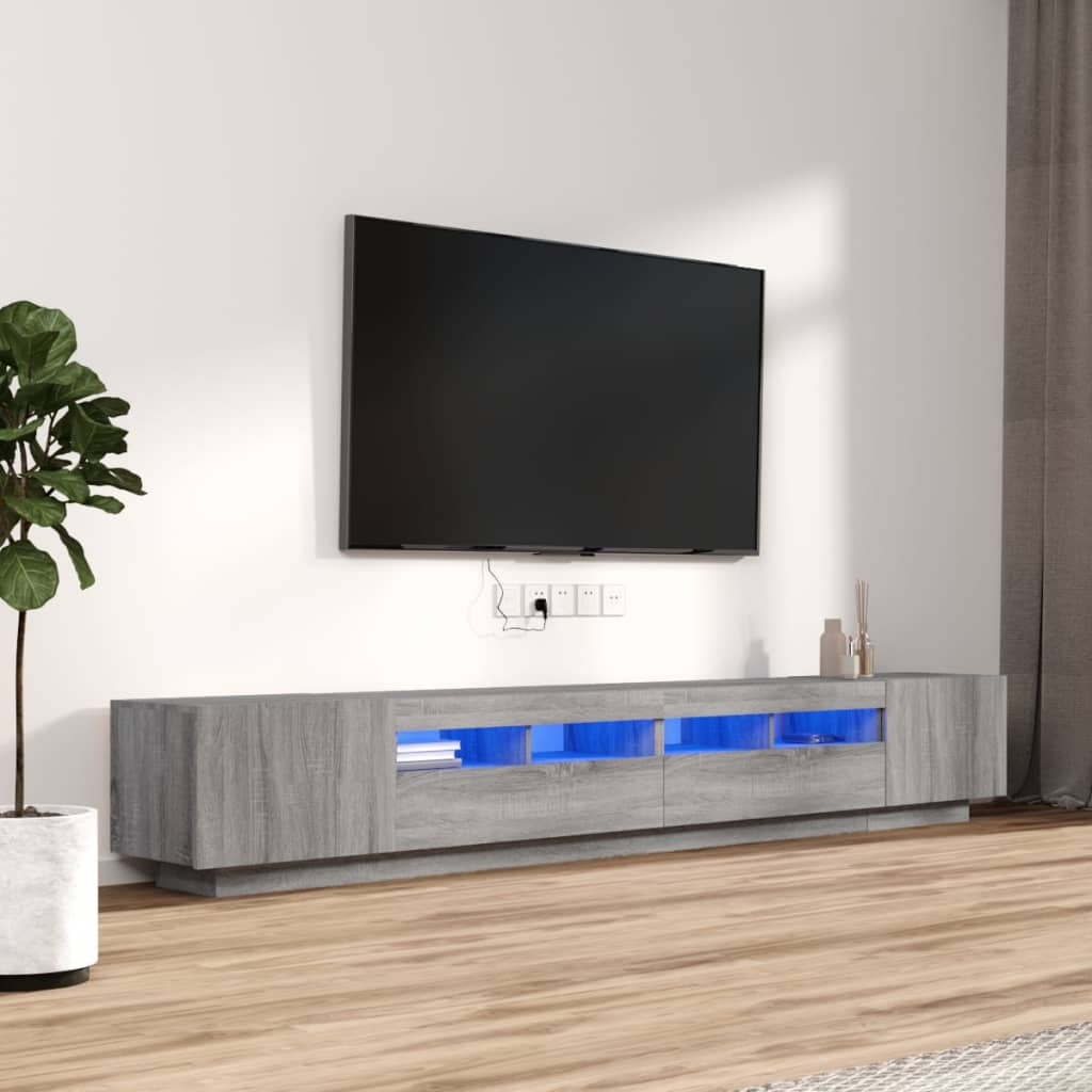 Ensemble de meubles TV avec lumières LED 3 pcs Sonoma gris - XIOS