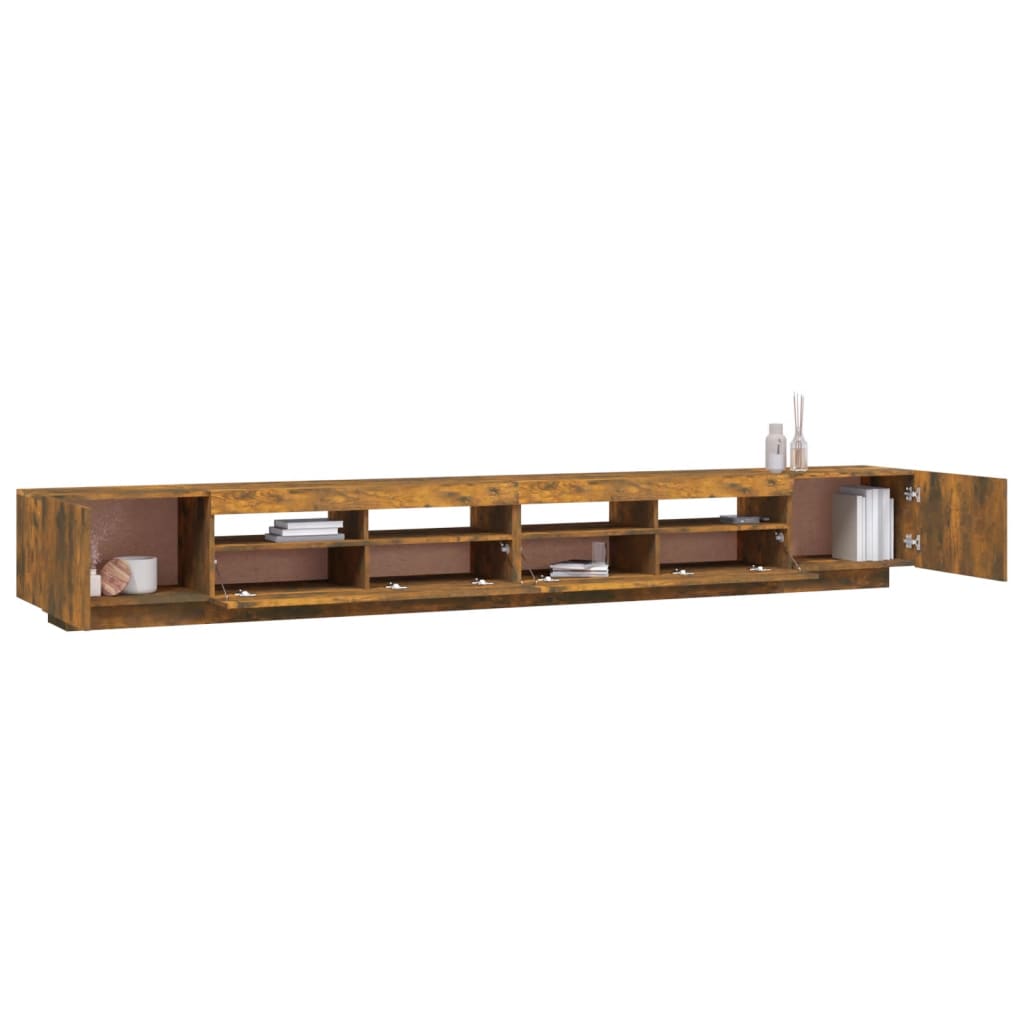 Ensemble de meubles TV avec lumières LED 3 pcs Chêne fumé - XIOS