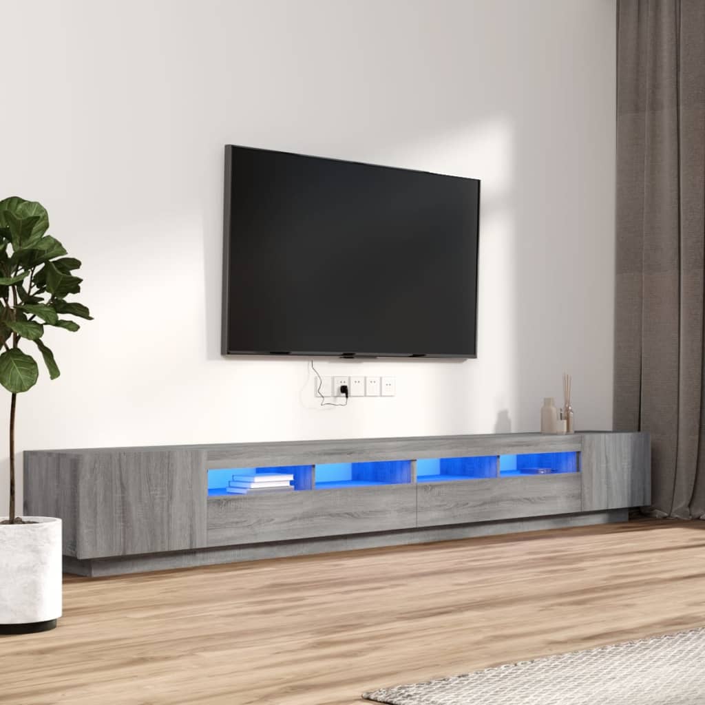 Ensemble de meubles TV avec lumières LED 3 pcs Sonoma gris - XIOS