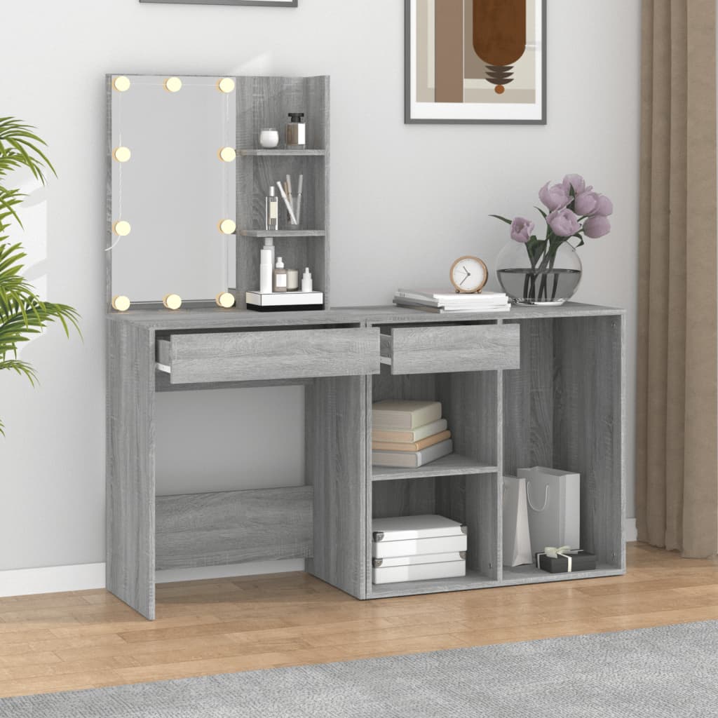 Coiffeuse à LED avec armoire Sonoma gris Bois d'ingénierie - XIOS
