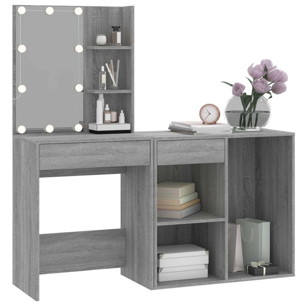 Coiffeuse à LED avec armoire Sonoma gris Bois d'ingénierie - XIOS