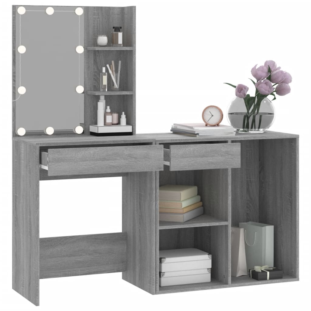 Coiffeuse à LED avec armoire Sonoma gris Bois d'ingénierie - XIOS