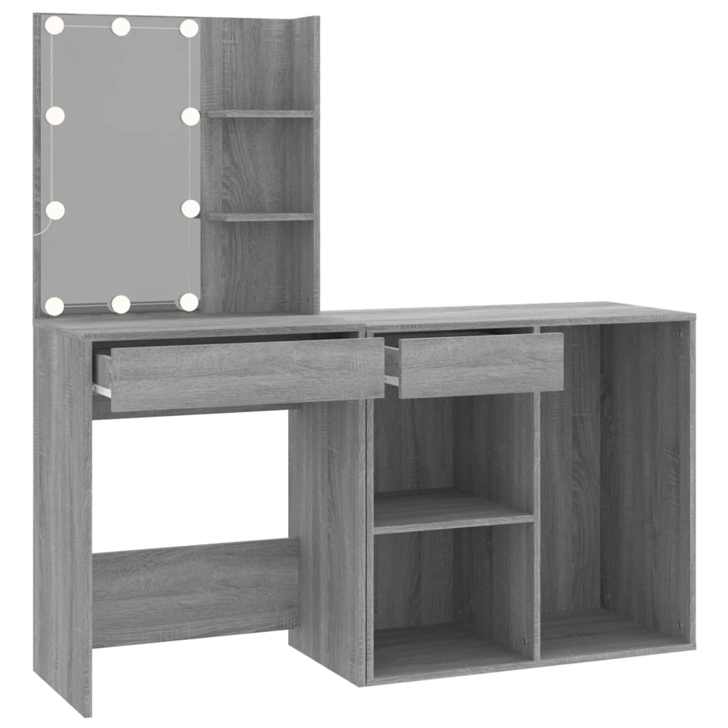 Coiffeuse à LED avec armoire Sonoma gris Bois d'ingénierie - XIOS