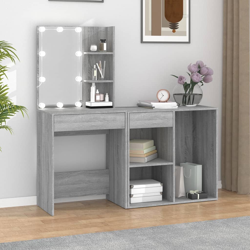 Coiffeuse à LED avec armoire Sonoma gris Bois d'ingénierie - XIOS