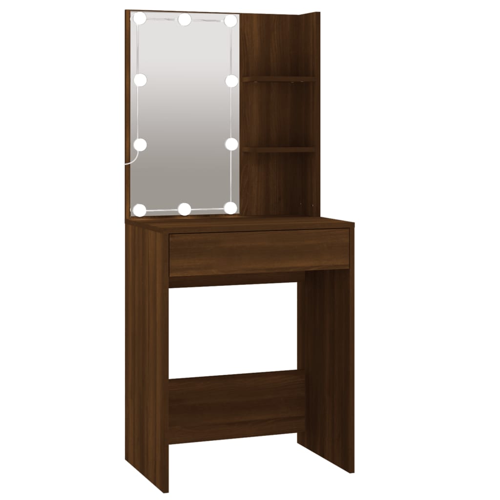 Coiffeuse à LED avec armoire Chêne marron Bois d'ingénierie - XIOS