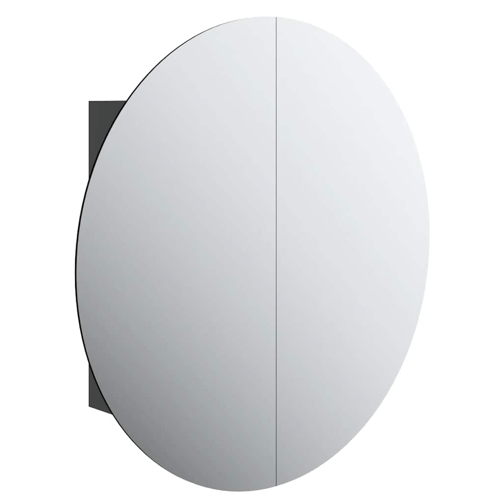 Armoire de salle de bain miroir rond et LED Noir 54x54x17,5 cm - XIOS