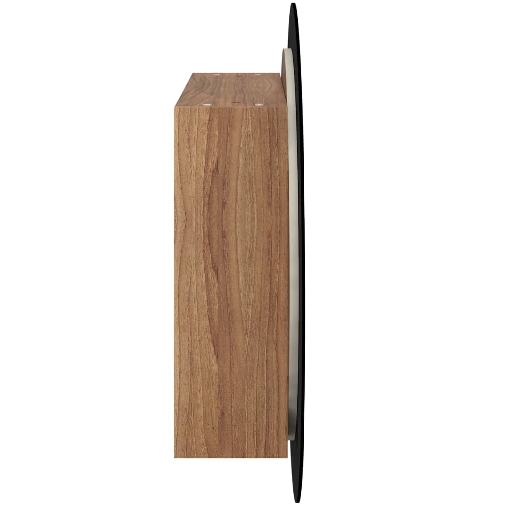 Armoire de salle de bain miroir rond et LED Chêne 54x54x17,5 cm - XIOS
