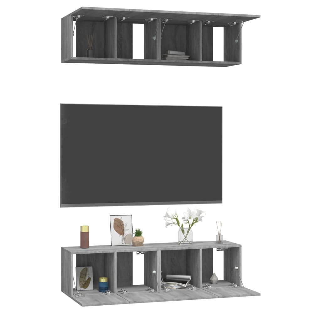 Meubles TV muraux 4pcs Sonoma gris 60x30x30cm Bois d'ingénierie - XIOS
