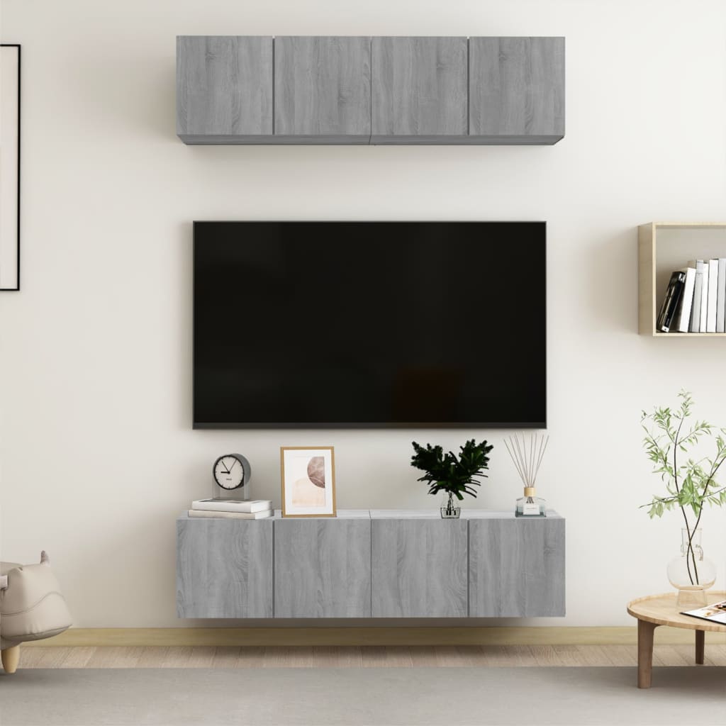 Meubles TV muraux 4pcs Sonoma gris 60x30x30cm Bois d'ingénierie - XIOS