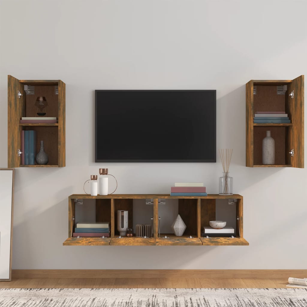 Ensemble de meubles TV 4 pcs Chêne fumé Bois d'ingénierie - XIOS
