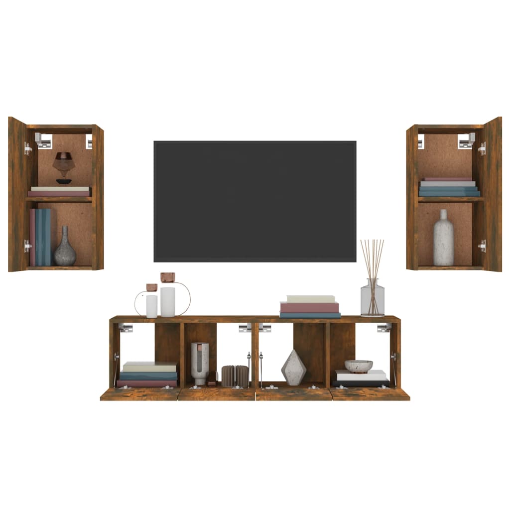 Ensemble de meubles TV 4 pcs Chêne fumé Bois d'ingénierie - XIOS