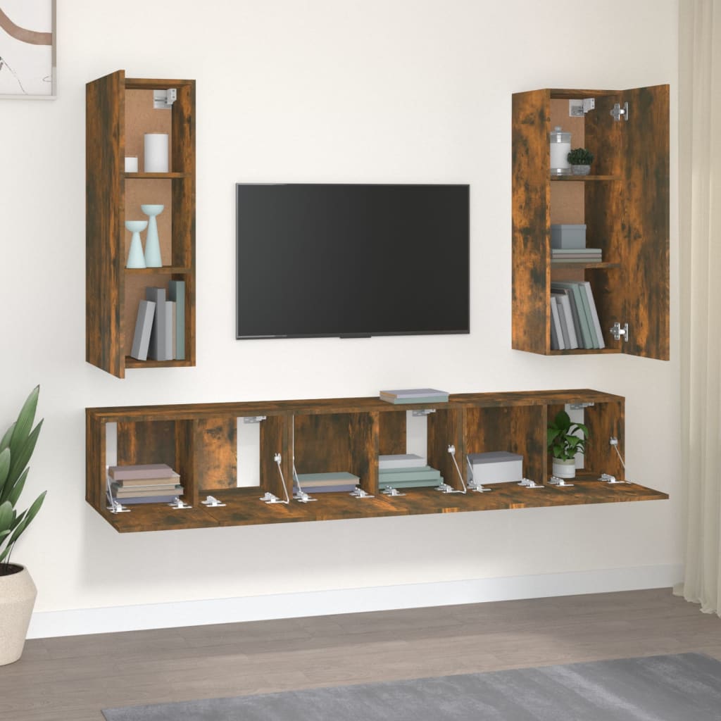 Ensemble de meubles TV 5 pcs Chêne fumé Bois d'ingénierie - XIOS