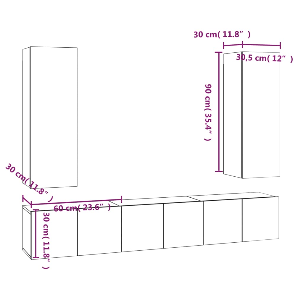 Ensemble de meubles TV 5 pcs Chêne fumé Bois d'ingénierie - XIOS