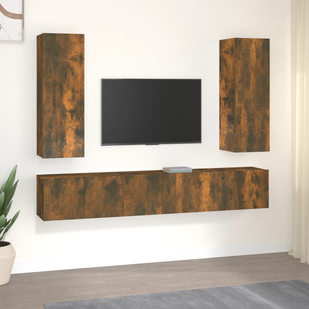 Ensemble de meubles TV 5 pcs Chêne fumé Bois d'ingénierie - XIOS