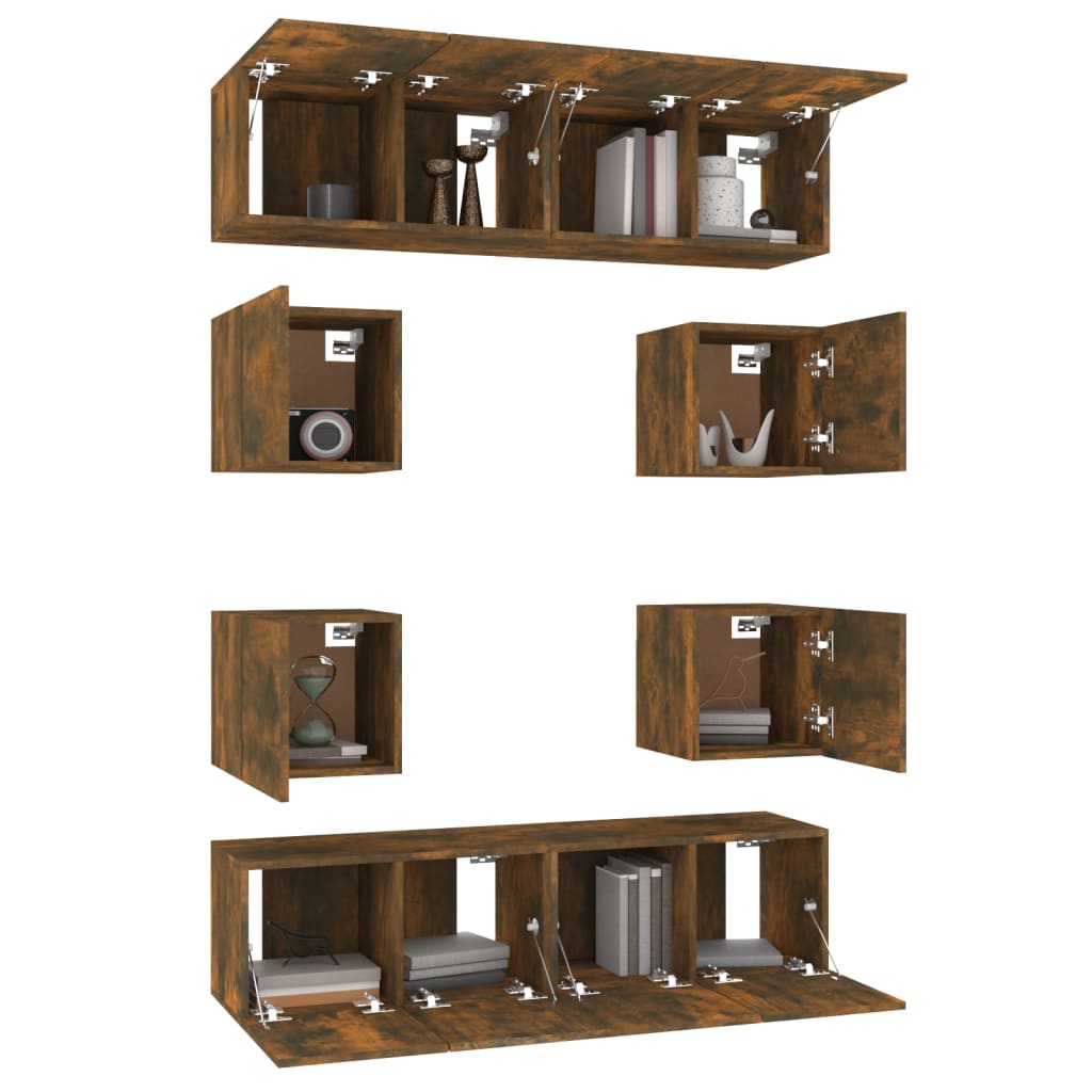 Ensemble de meubles TV 8 pcs Chêne fumé Bois d'ingénierie - XIOS