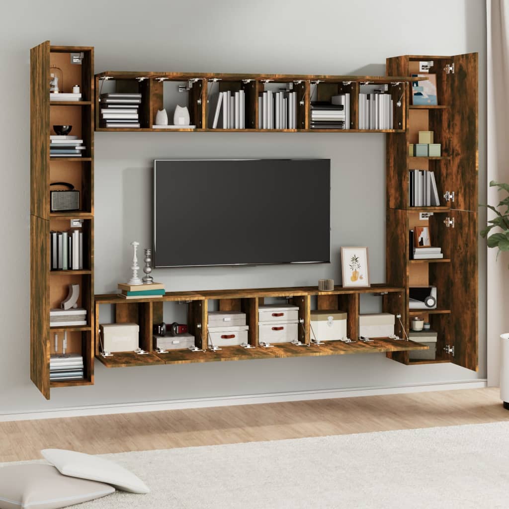 Ensemble de meubles TV 10 pcs Chêne fumé Bois d'ingénierie - XIOS