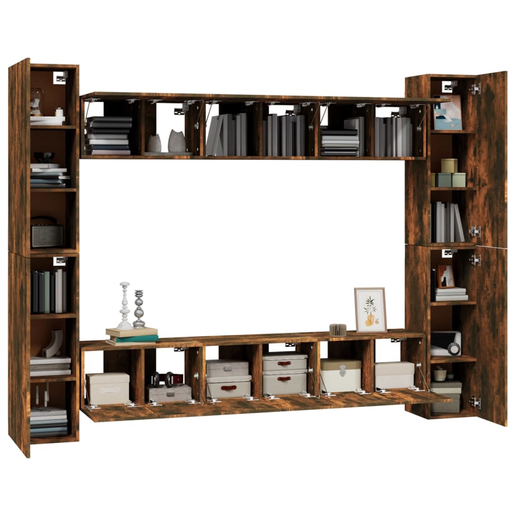 Ensemble de meubles TV 10 pcs Chêne fumé Bois d'ingénierie - XIOS