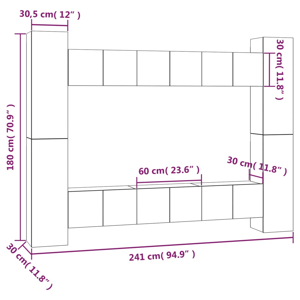 Ensemble de meubles TV 10 pcs Chêne fumé Bois d'ingénierie - XIOS