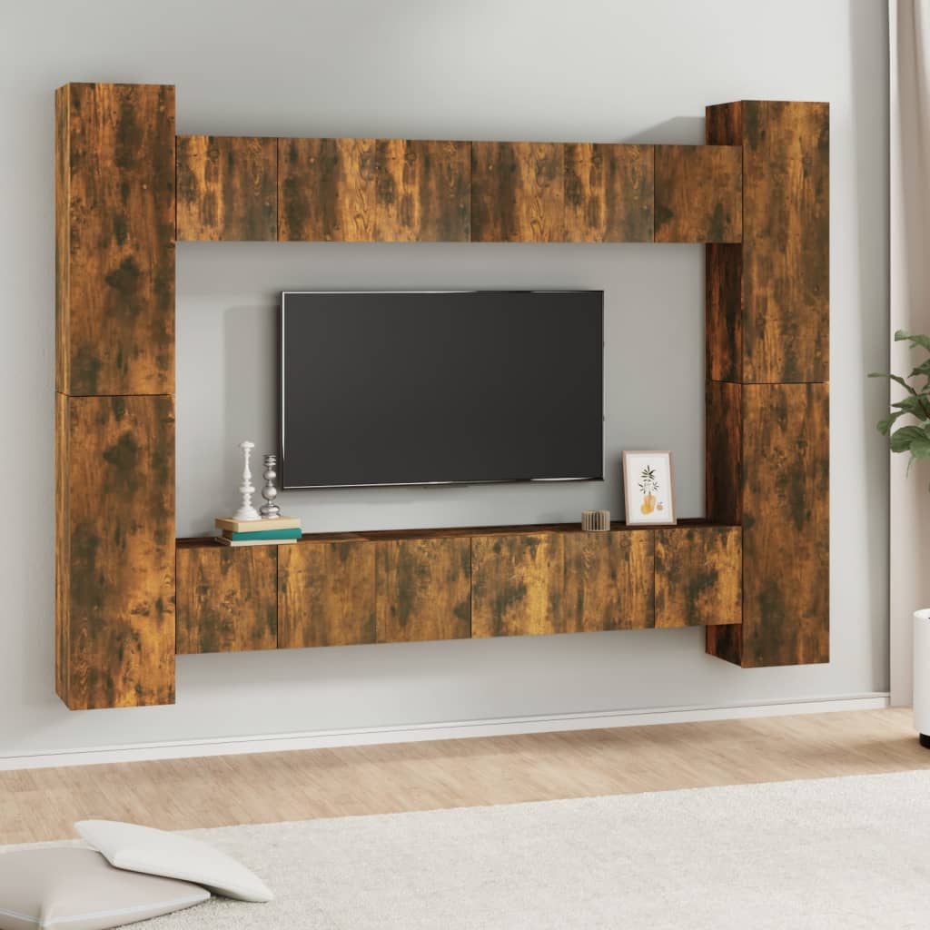 Ensemble de meubles TV 10 pcs Chêne fumé Bois d'ingénierie - XIOS