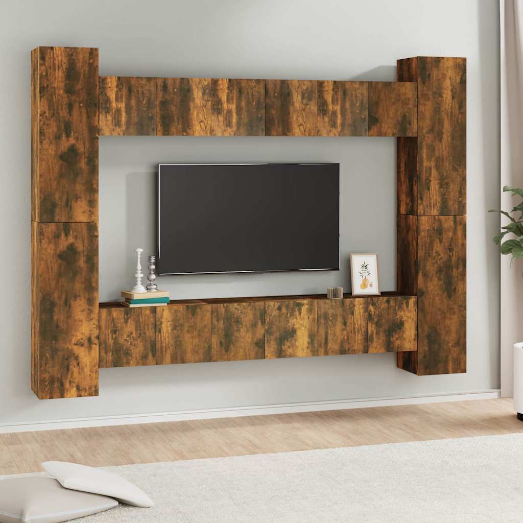 Ensemble de meubles TV 10 pcs Chêne fumé Bois d'ingénierie