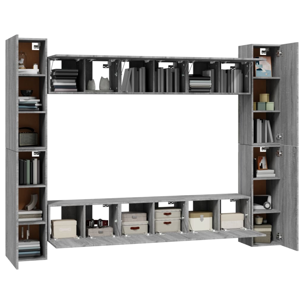 Ensemble de meubles TV 10 pcs Sonoma gris Bois d'ingénierie - XIOS