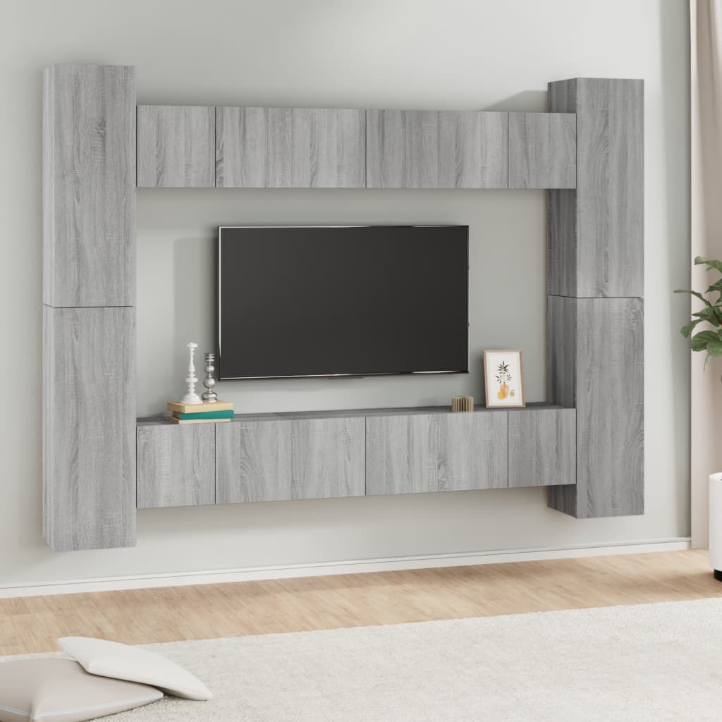 Ensemble de meubles TV 10 pcs Sonoma gris Bois d'ingénierie - XIOS