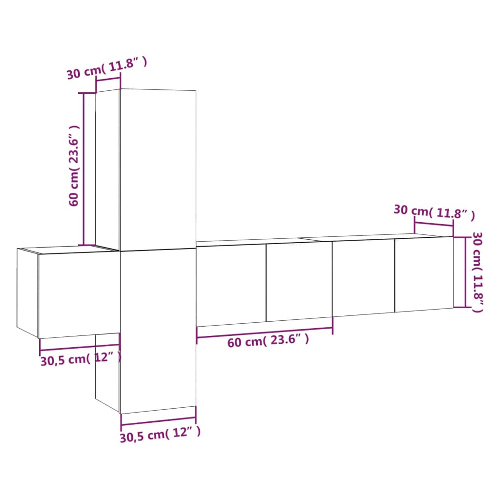 Ensemble de meubles TV 5 pcs Chêne fumé Bois d'ingénierie - XIOS
