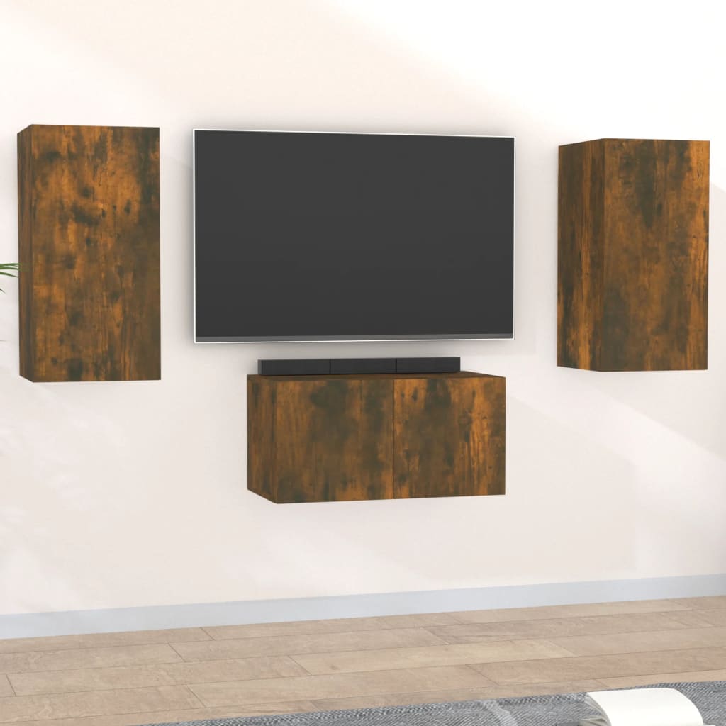 Ensemble de meubles TV 3 pcs Chêne fumé Bois d'ingénierie - XIOS