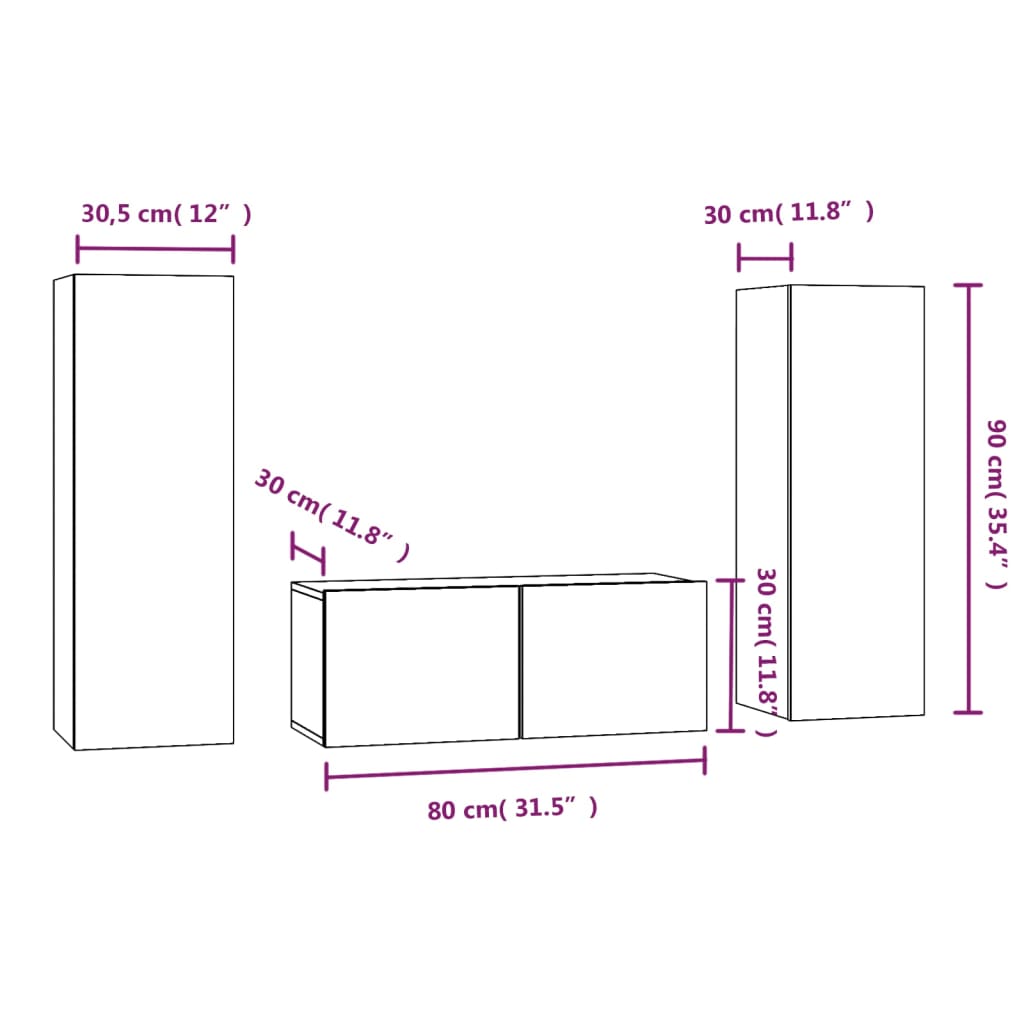 Ensemble de meubles TV 3 pcs Chêne fumé Bois d'ingénierie - XIOS