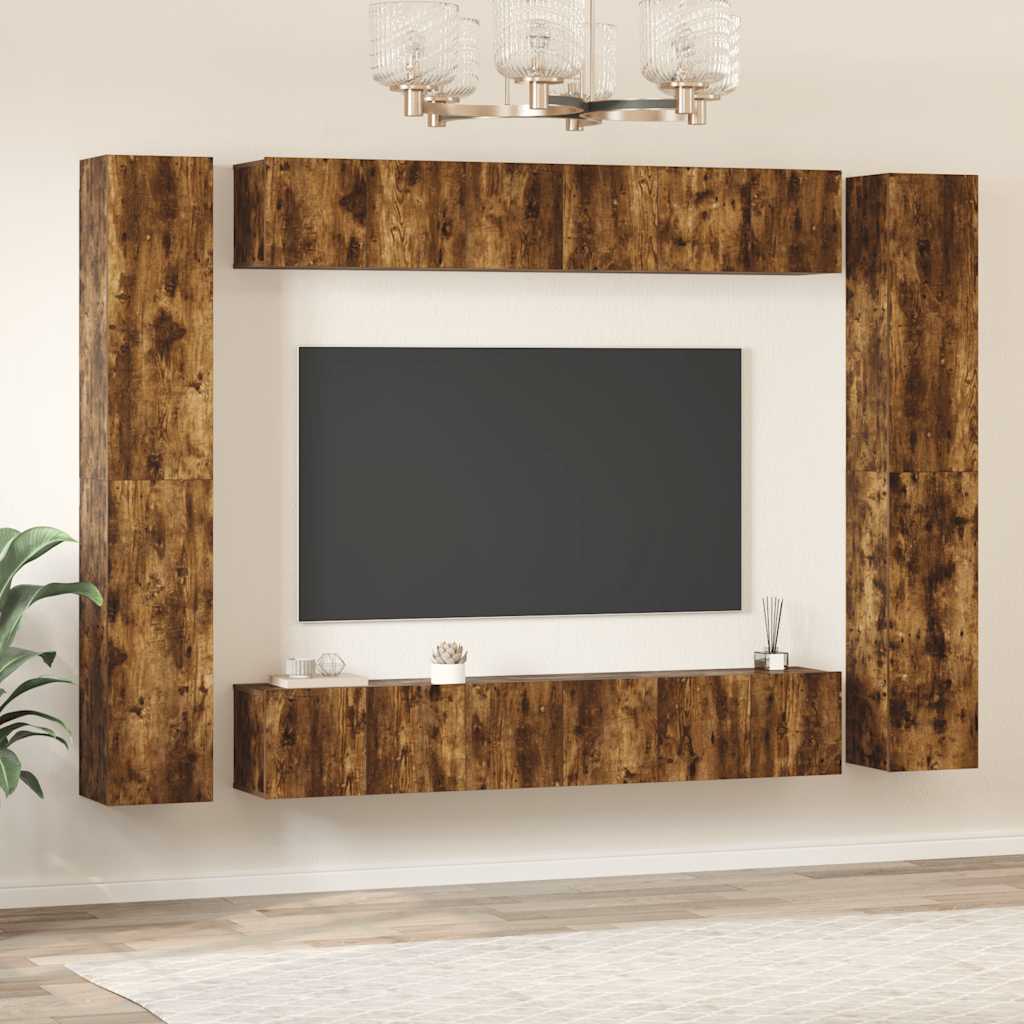 Ensemble de meubles TV 10 pcs Chêne fumé Bois d'ingénierie - XIOS
