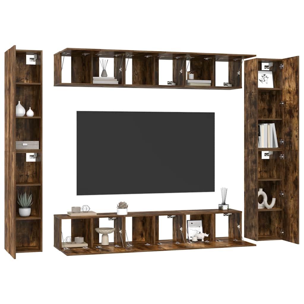 Ensemble de meubles TV 10 pcs Chêne fumé Bois d'ingénierie - XIOS