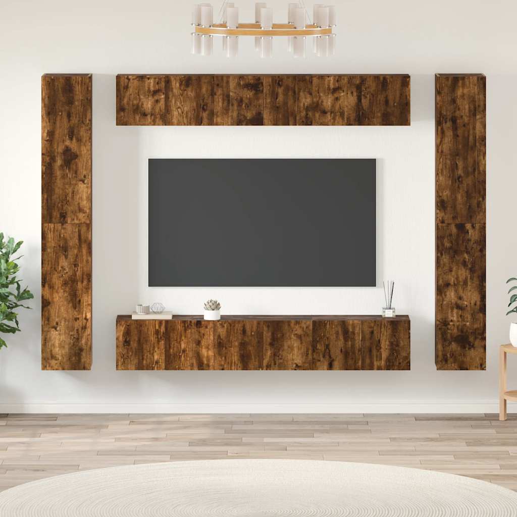 Ensemble de meubles TV 10 pcs Chêne fumé Bois d'ingénierie - XIOS